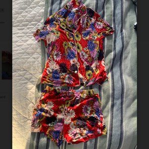 Johnny Was Red Floral PJ Set